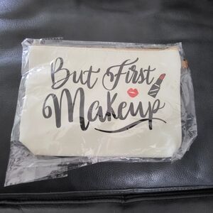 Makeup Pouch - Cream with Black Print